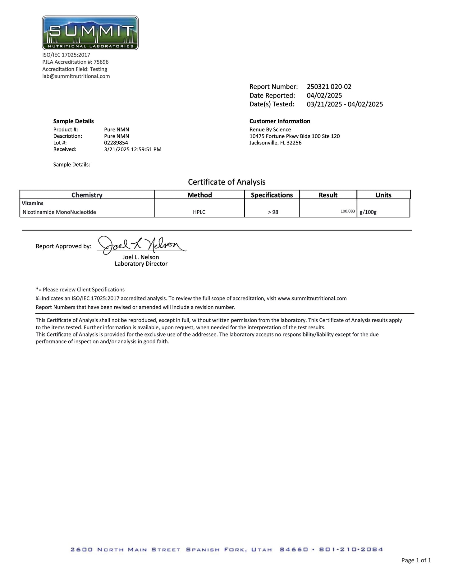NMN (Nicotinamide Mononucleotide) 100g ren pulver