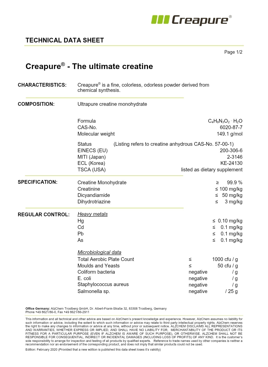 Creapure® Creatine Monohydrate 300g